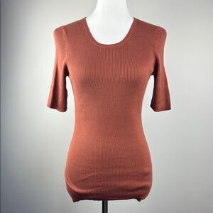 Peruvian Connection-Women's Rust Ribbed Top